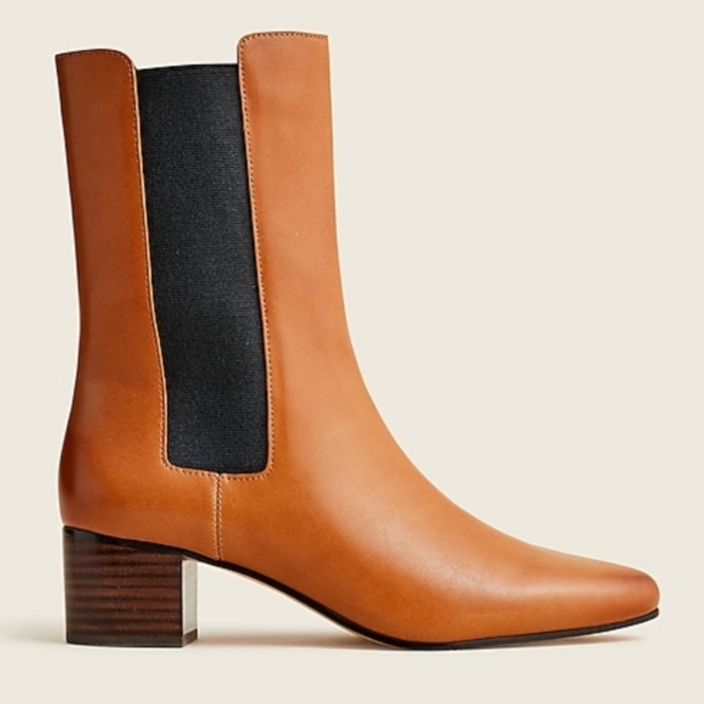 J.Crew • Leather High-Shaft Stacked Heel Boot - Picture 3 of 10